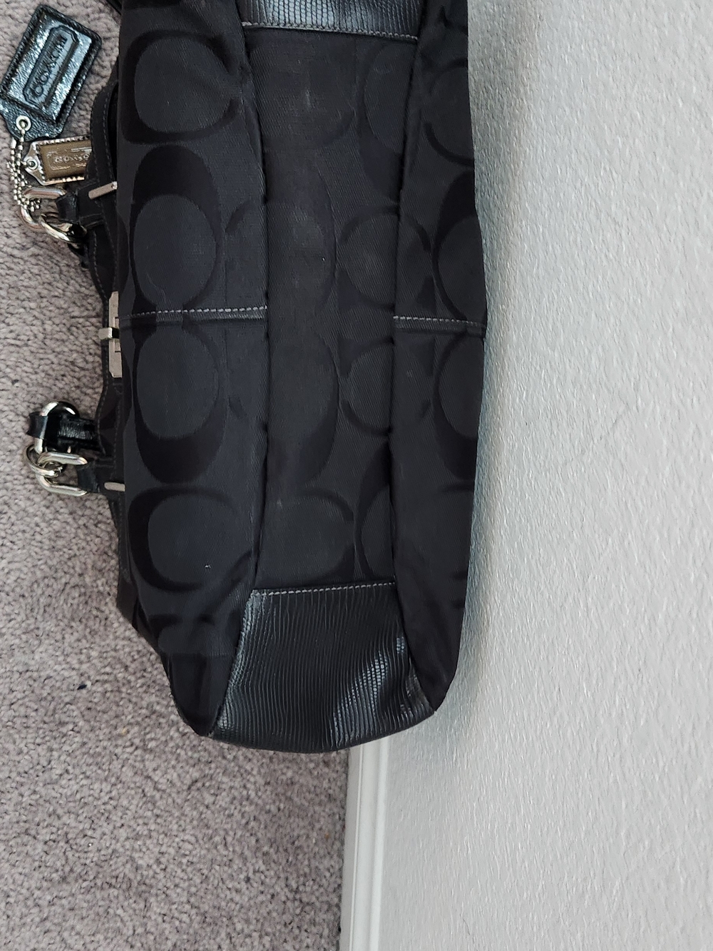 Coach Black Signature Tote with Silver-Tone Hardware - Picture 3 of 8